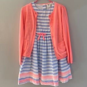 Oshkosh B’gosh girls dress with matching coral cardigan